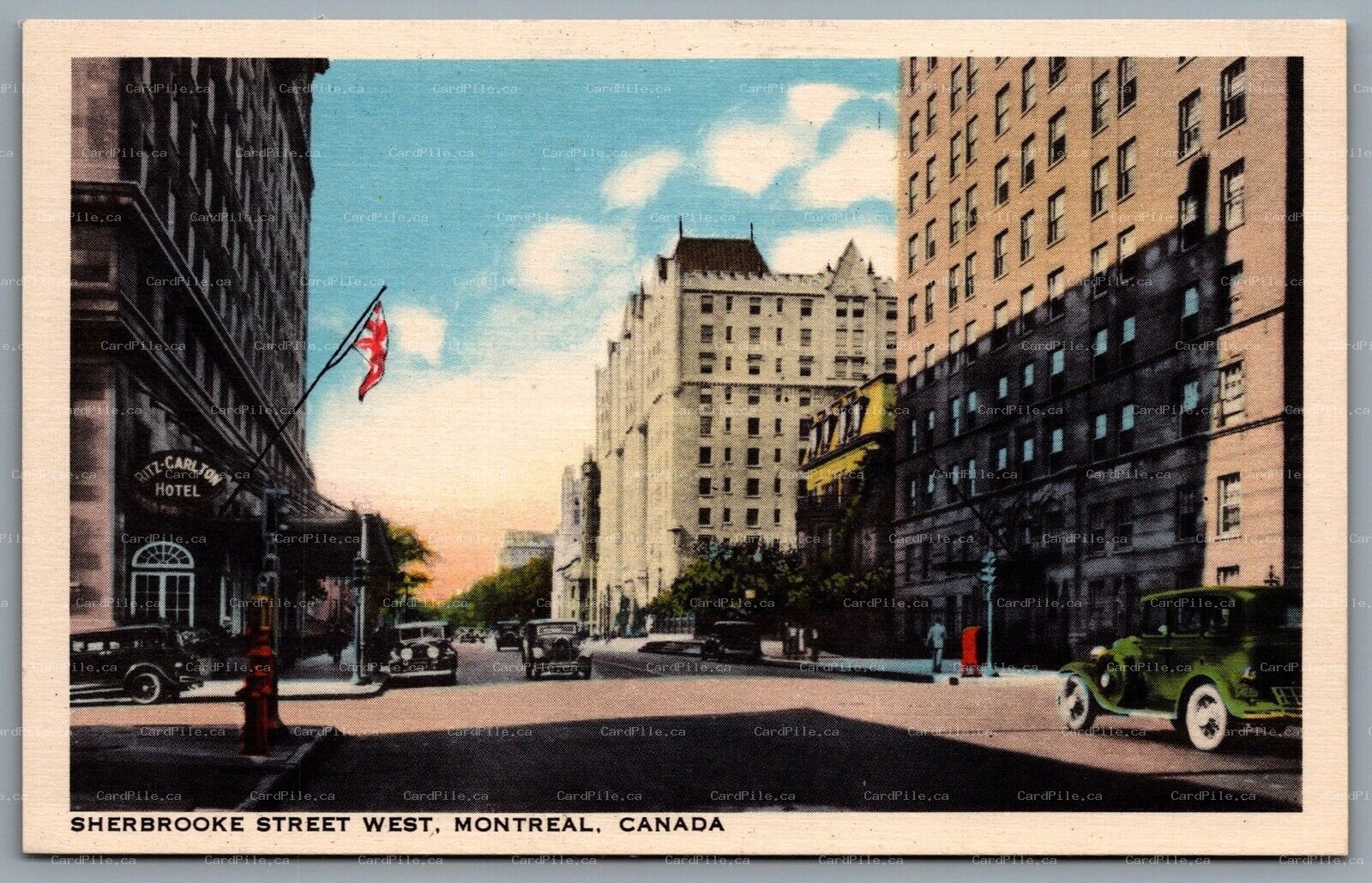 Postcard Montreal Quebec c1940s Sherbrooke Street West Ritz Carlton Hotel