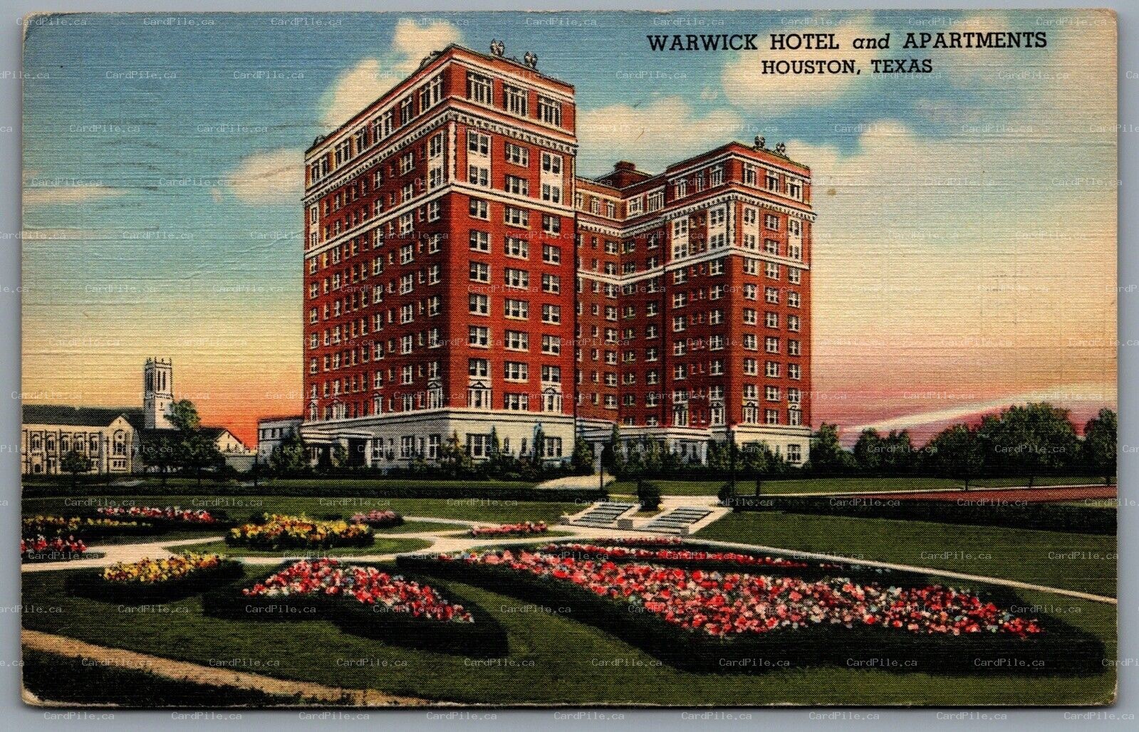 Postcard Houston TX c1946 Warwick Hotel and Apartments Wallace O’Leary Manager