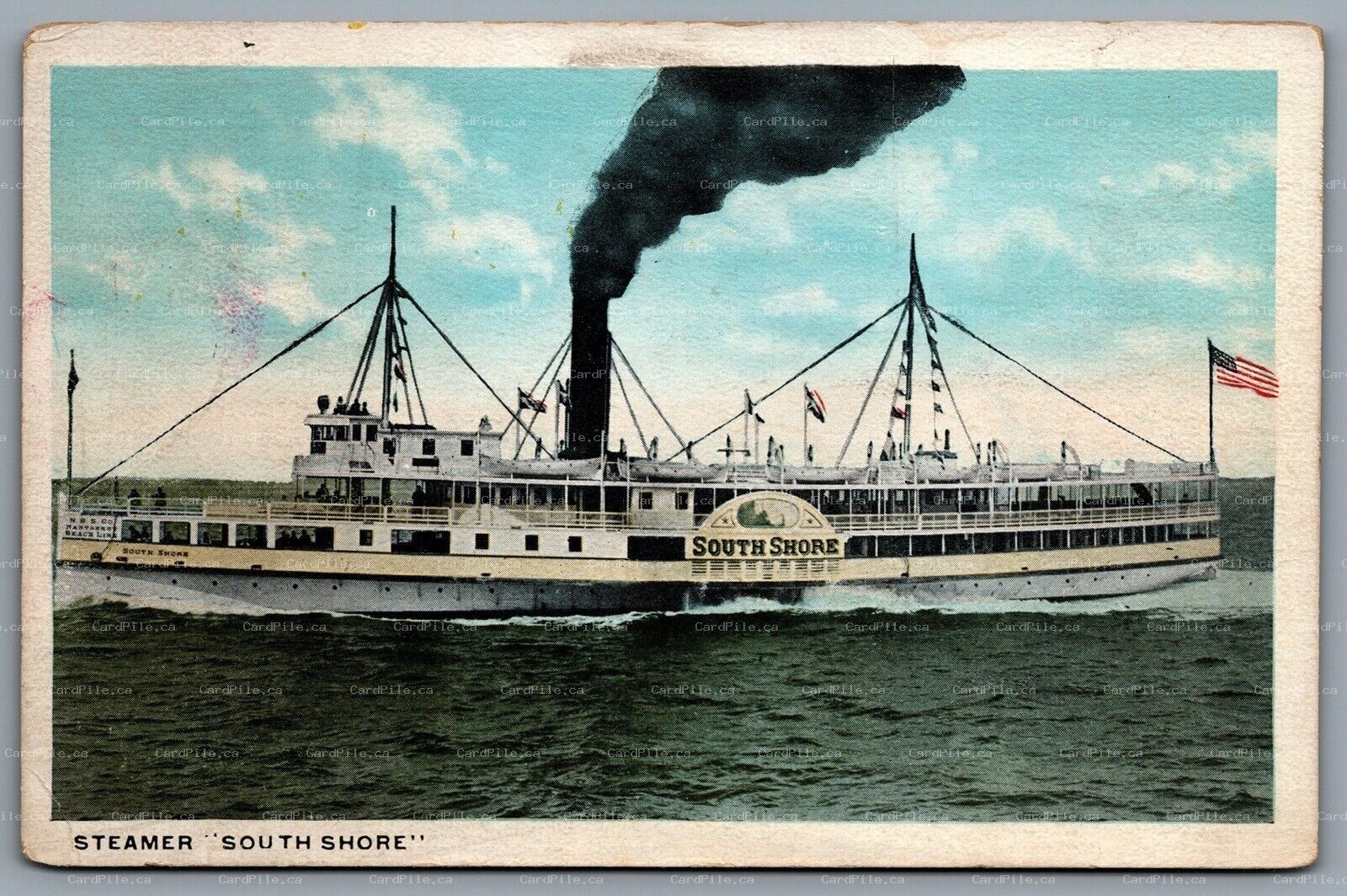 Postcard Boston 1910s The Steamer South Shore Advertisement Nantasket Beach Line