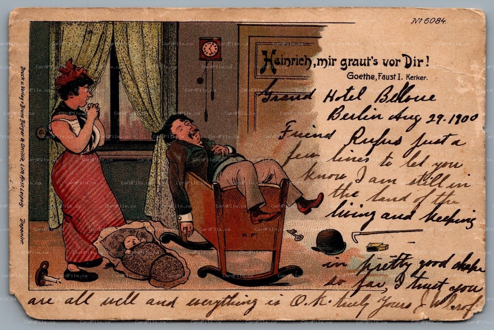 Postcard Germany c1900 Bruno Burger Johann Wolfgang von Goethe Quote 