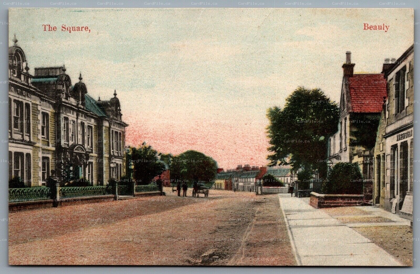 Postcard Inverness Scotland c1910s Beauly The Square Hand Tinted
