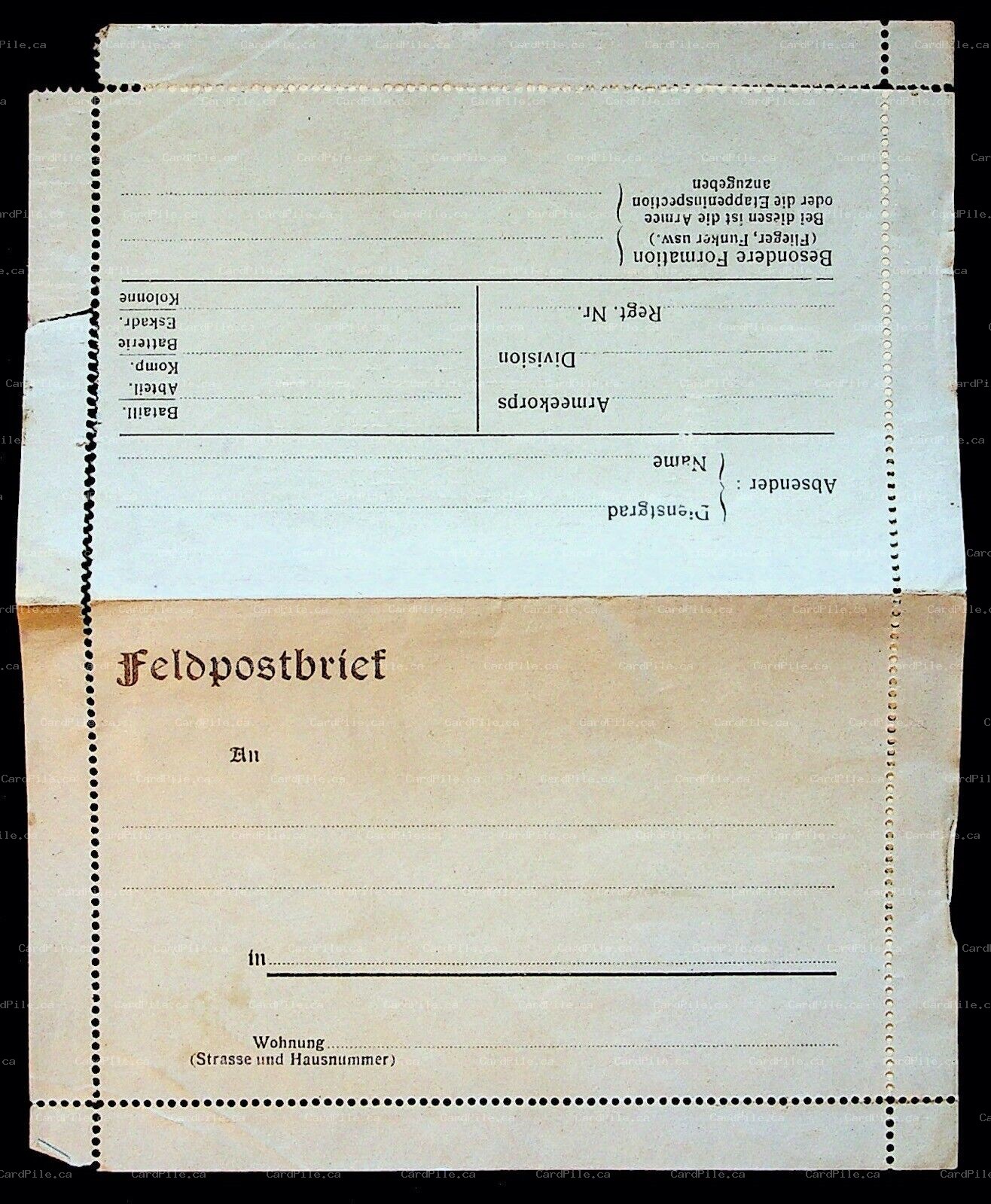 c1918 German WW1 Fieldpostbrief Unused Militaria 