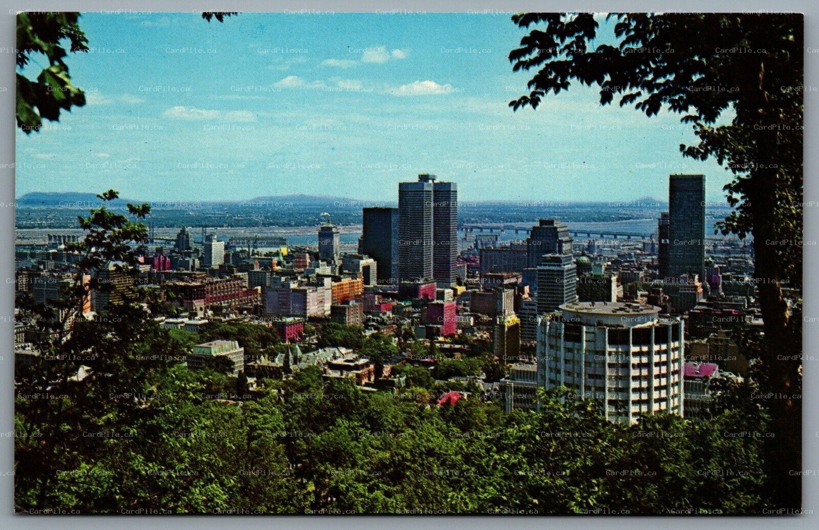 Postcard Montreal PQ c1960s View of Business Section and Sky Line Mount Royal