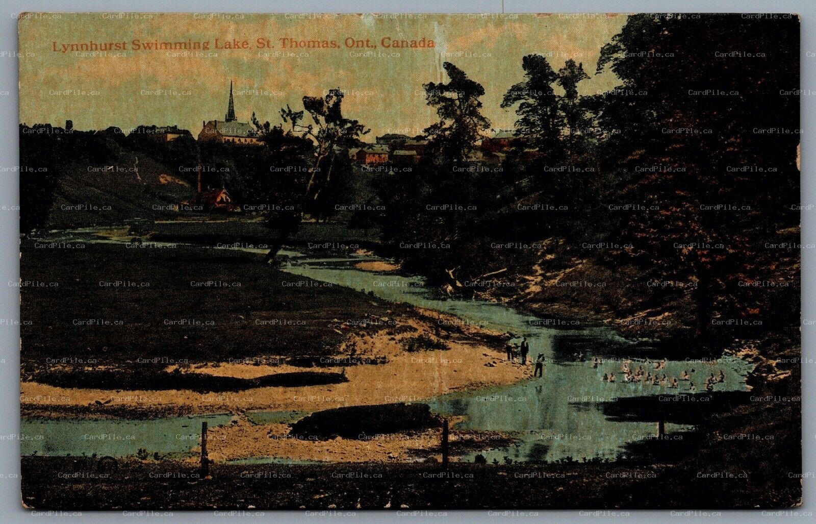 Postcard St. Thomas Ontario c1927 Lynnhurst Swimming Lake CDS Slogan Cancel