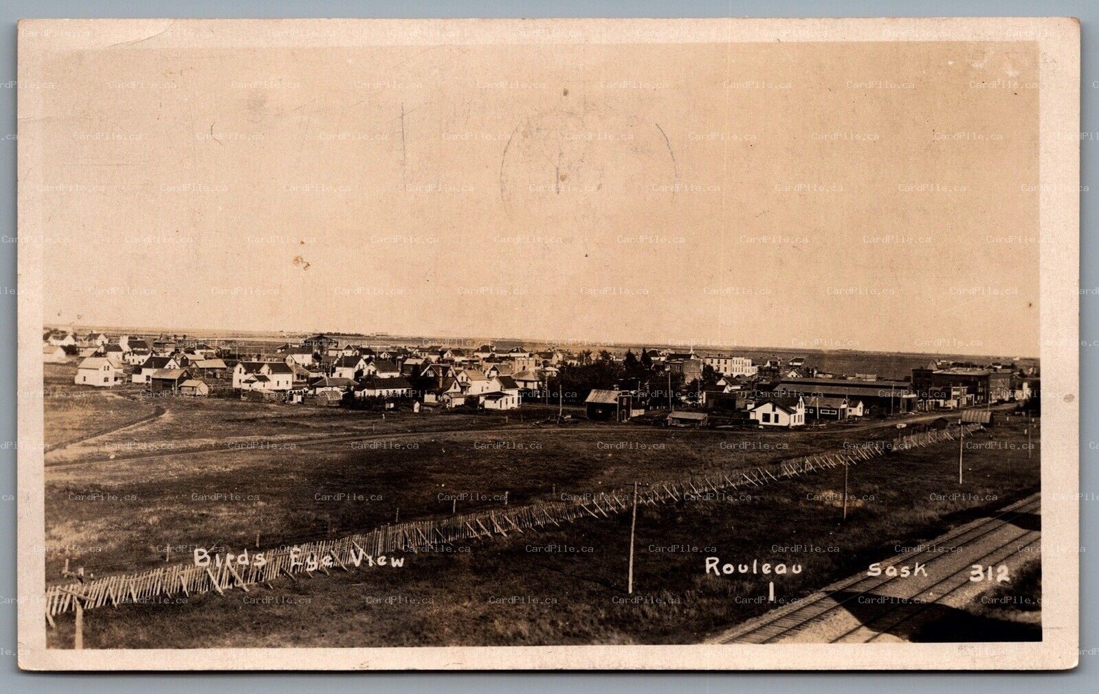 Postcard RPPC c1926 Rouleau Saskatchewan Birds Eye View Regina Photo Supply