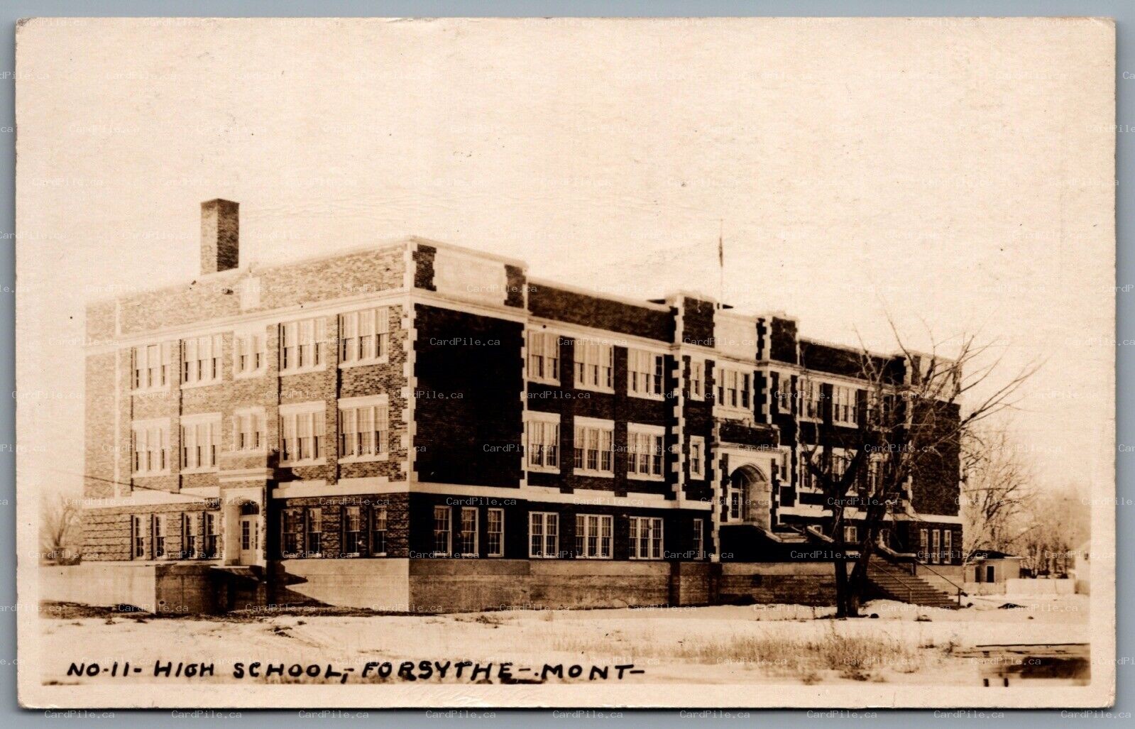 Postcard RPPC c1920s Forsyth Forsythe MT High School Rosebud County Real Photo