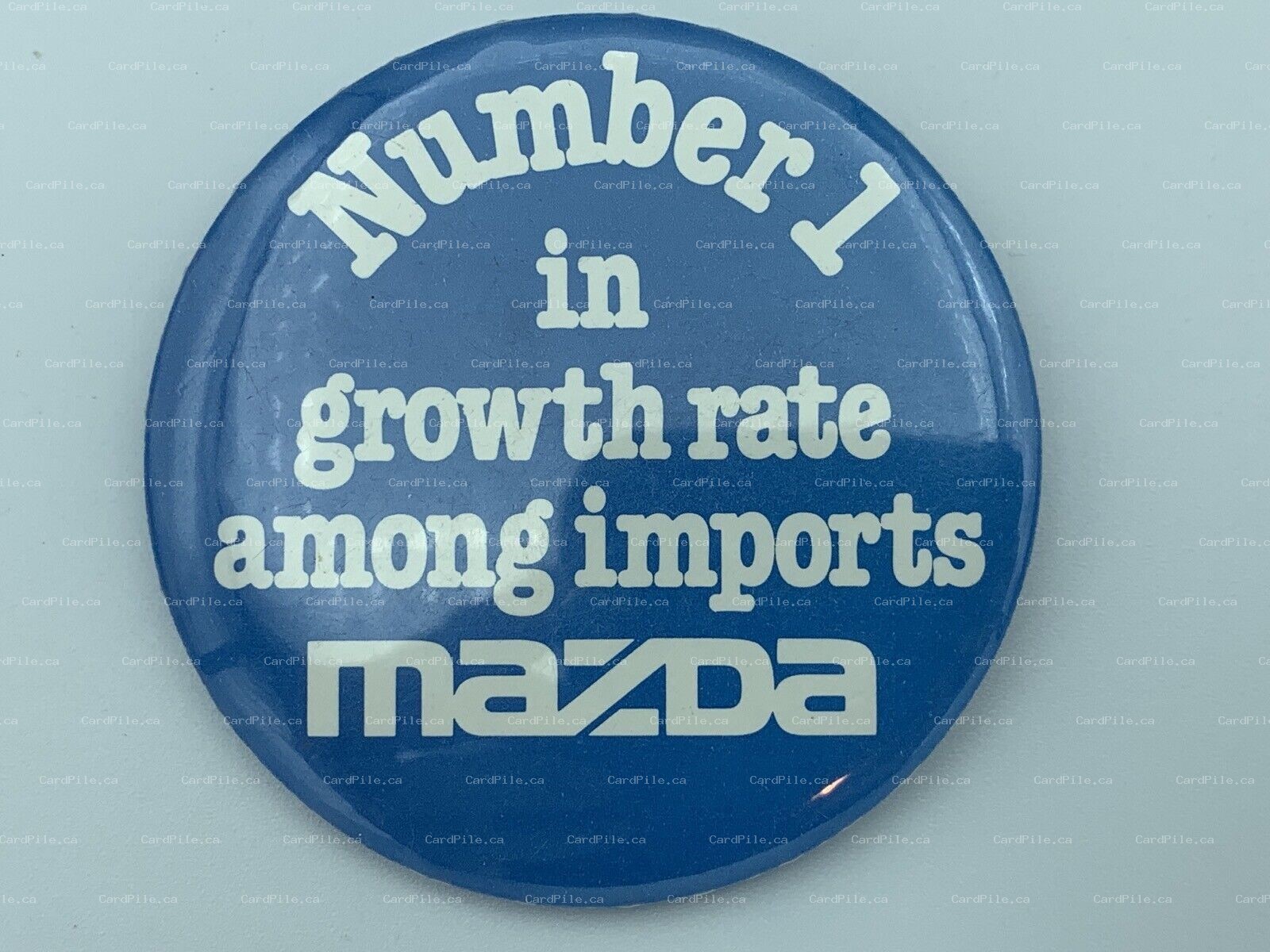 VINTAGE 1978 Mazda "Number 1 In Growth Rate Among Imports" Pinback Button