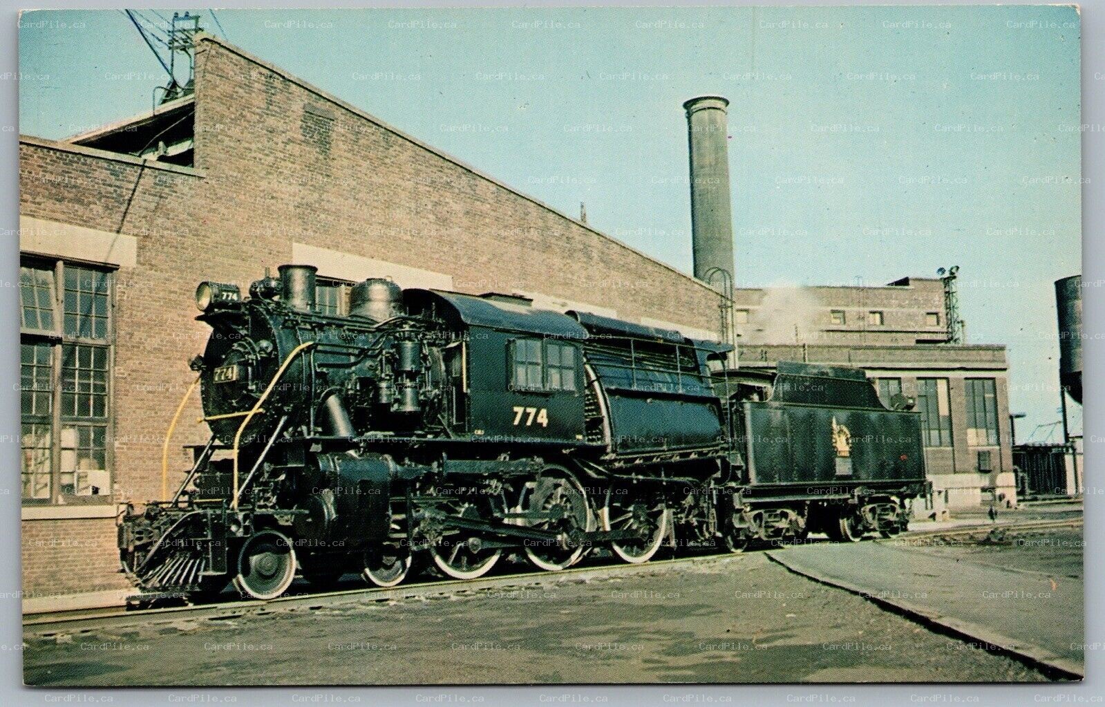 Postcard 1956 Jersey Central 774 Camelback Locomotive Communipaw Engine Terminal