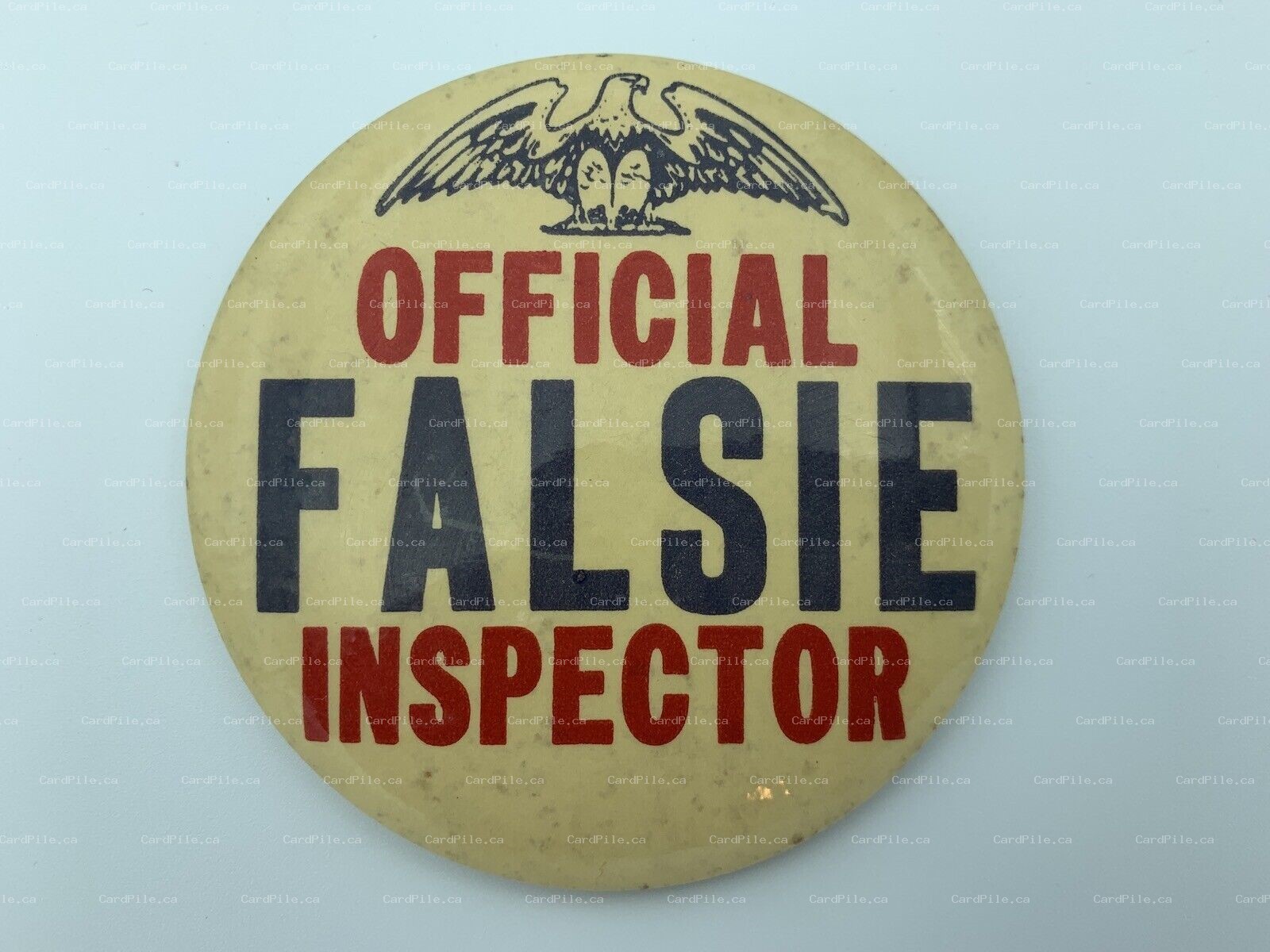 VINTAGE 1960s Official Falsie Inspector - Humor Comedic - Pinback Button