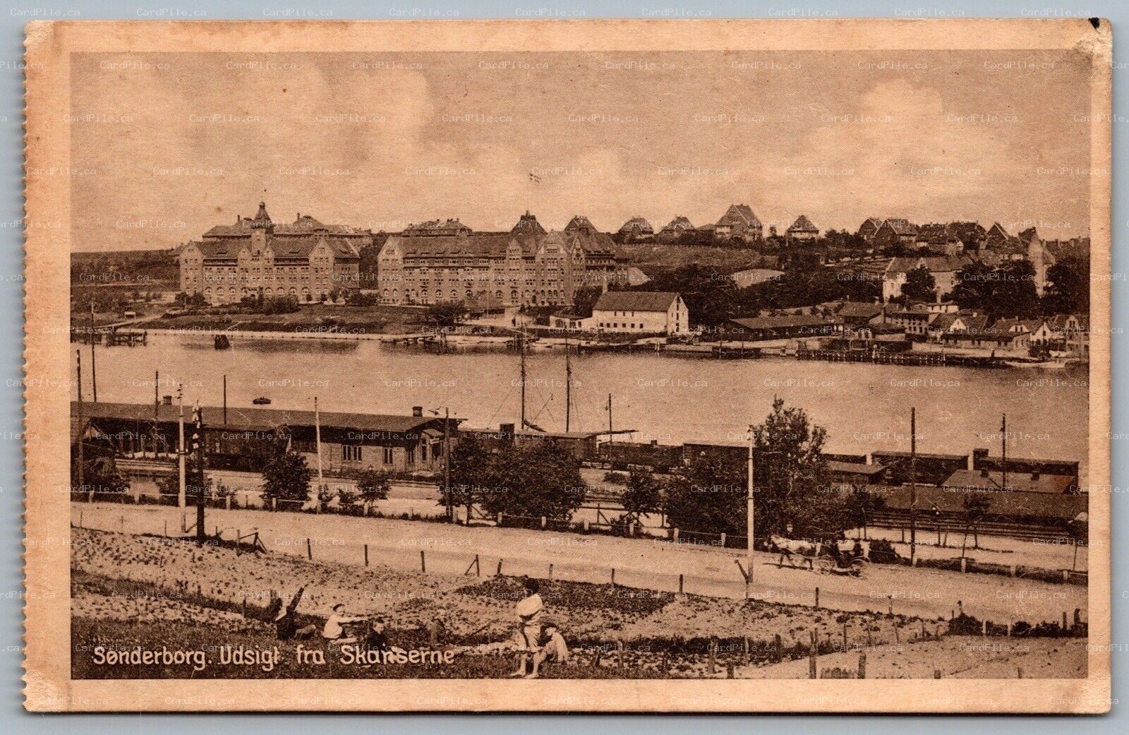 Postcard Sønderborg Denmark c1910s Udsigt fra Skanserne Railroad Station