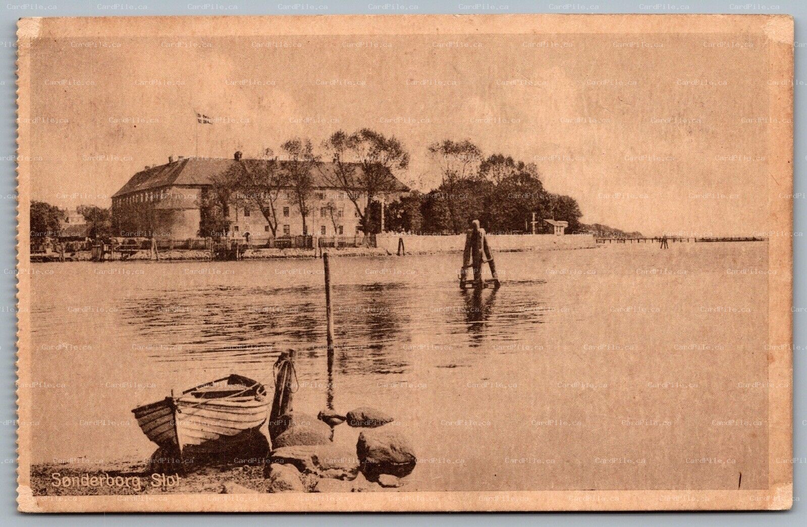 Postcard Sønderborg Denmark c1910s Slot Castle South Jutland Sønderborg Bay