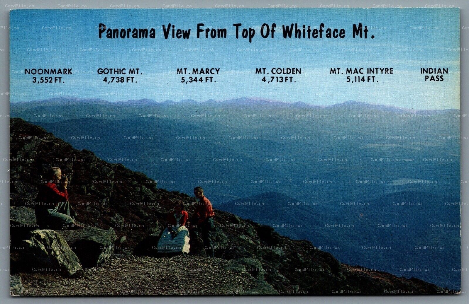 Postcard Lake Placid NY c1970s Panorama View From Top Whiteface Mt Adirondacks
