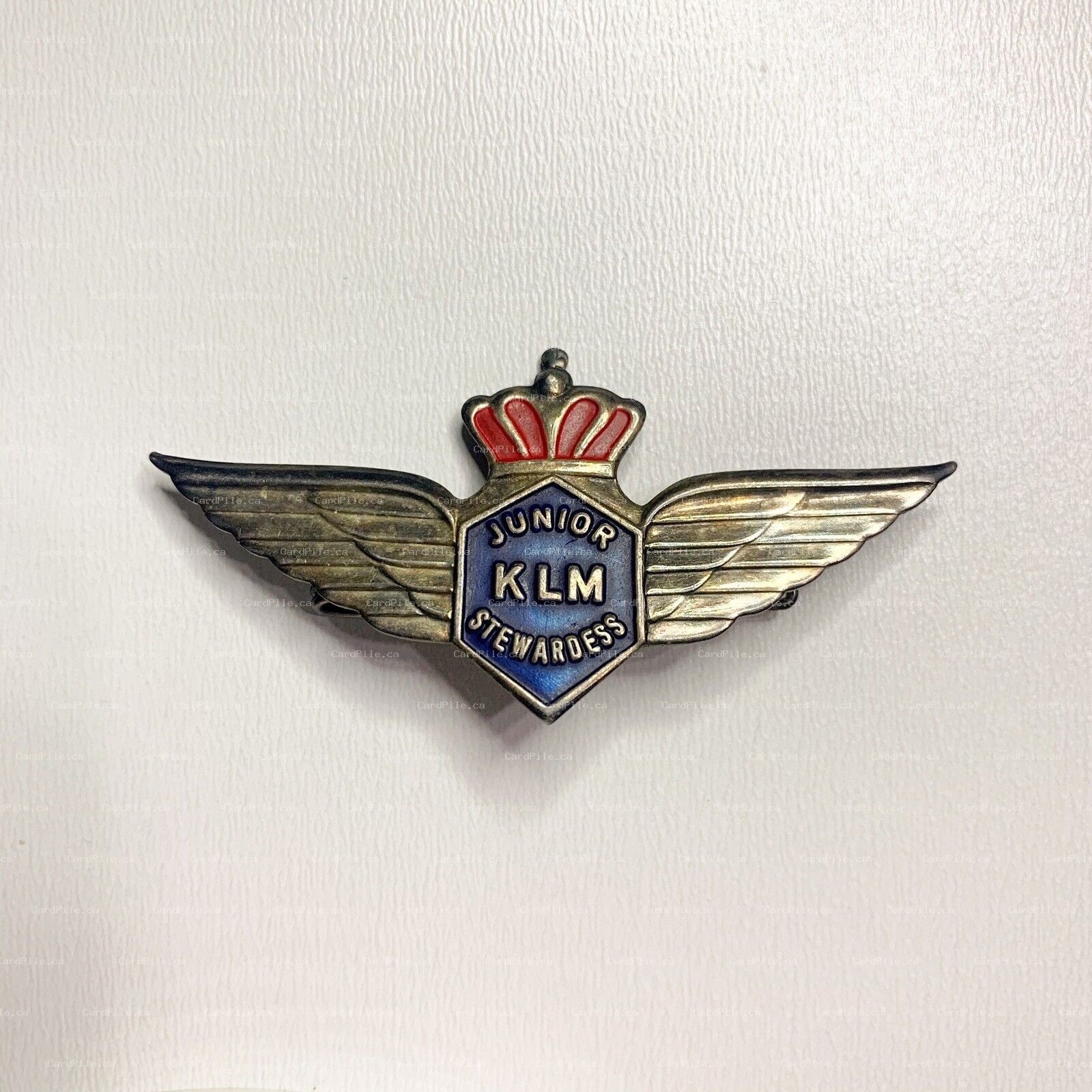 VINTAGE KLM Junior Stewardess Royal Dutch Airlines Metal Wings Badge Pin A