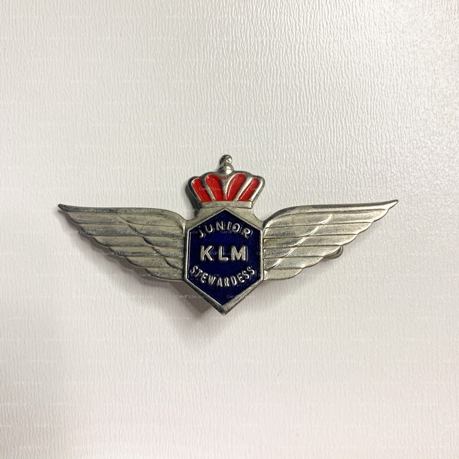 VINTAGE KLM Junior Stewardess Royal Dutch Airlines Metal Wings Badge Pin B