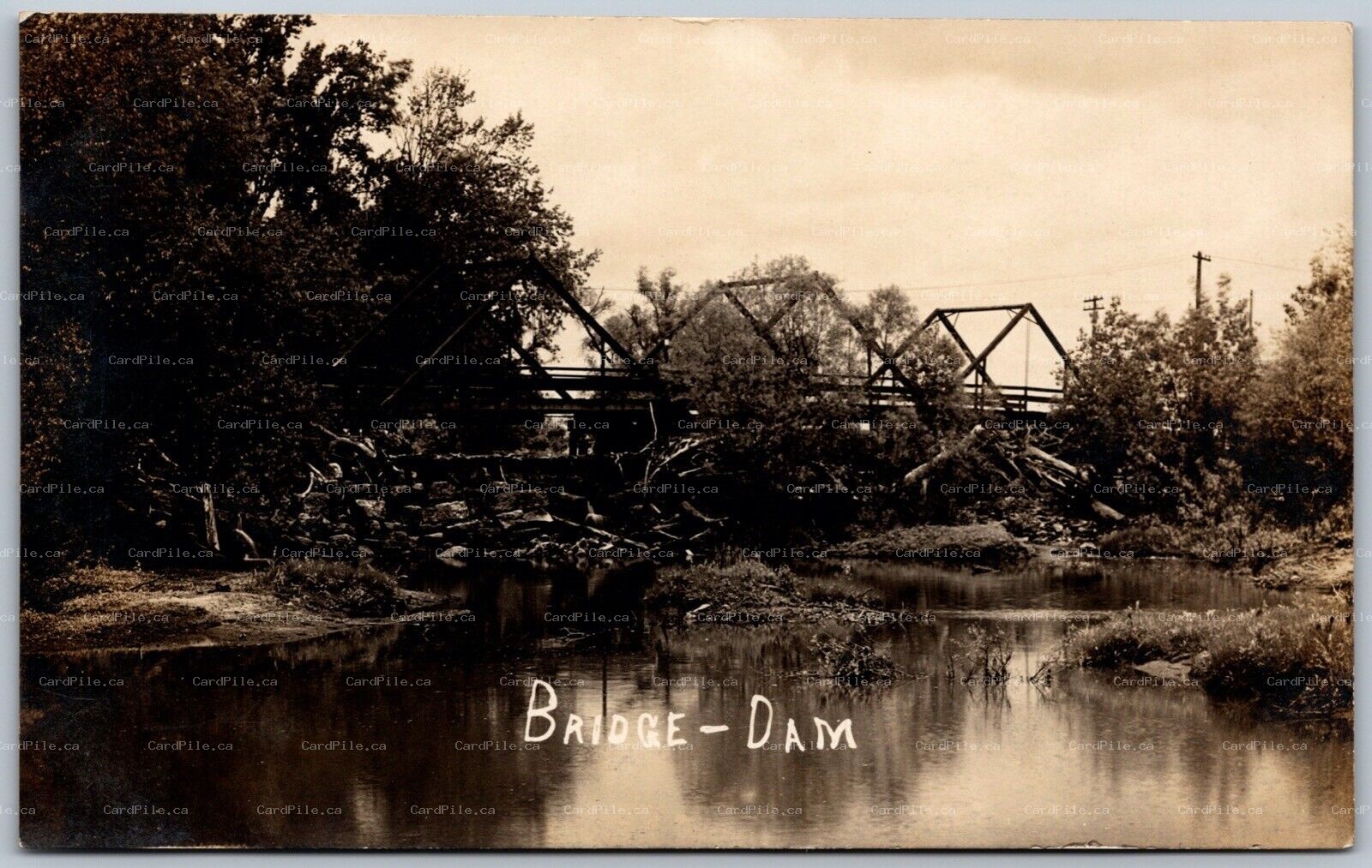 Postcard RPPC c1910s Iowa? Bridge Dam Real Photo