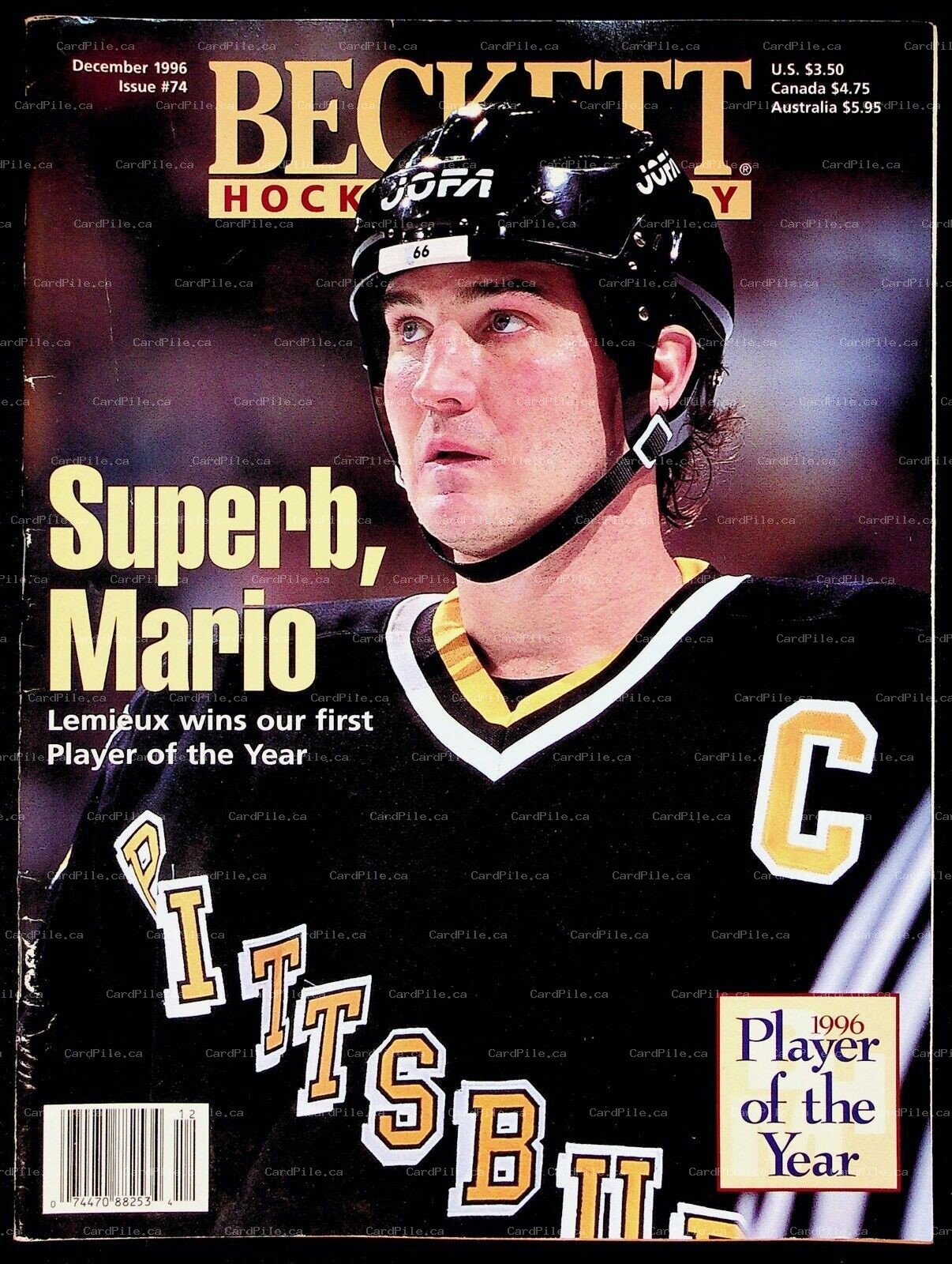 1996 December Beckett Hockey Monthly Issue 74 Price Guide Mario Lemieux Penguins