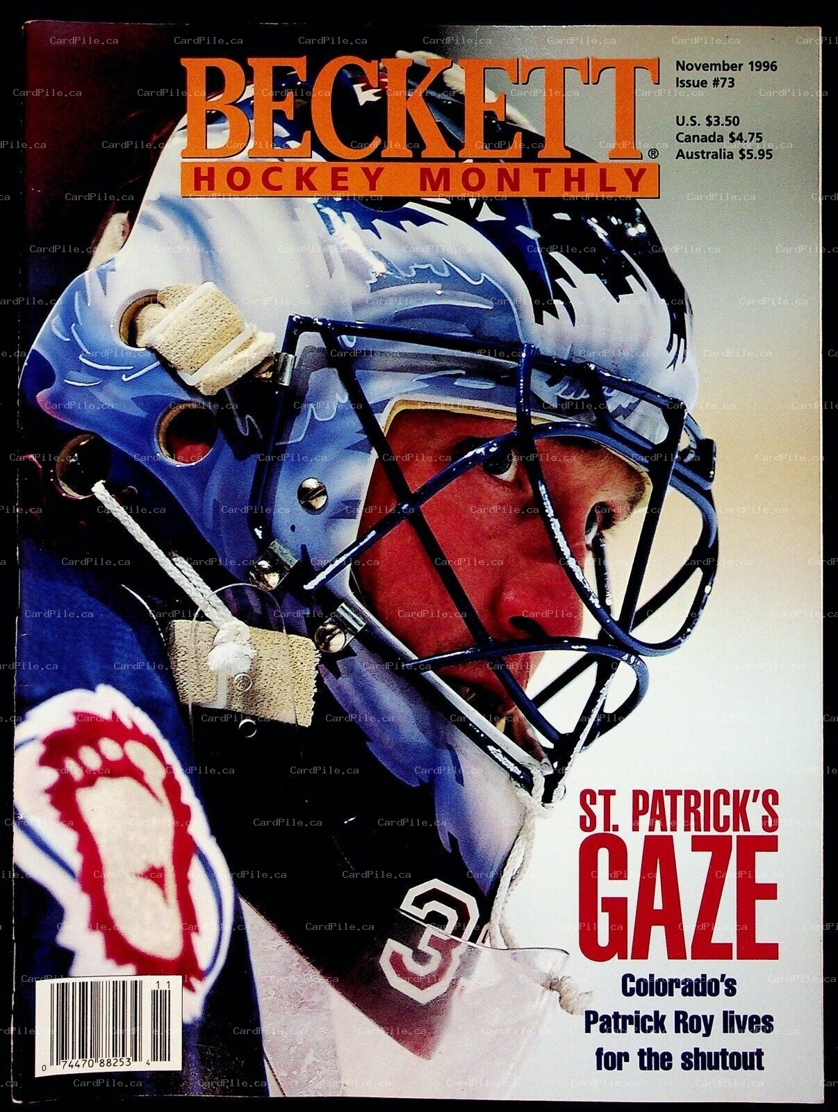1996 November Beckett Hockey Monthly Issue 73 Price Guide Patrick Roy Avalanche