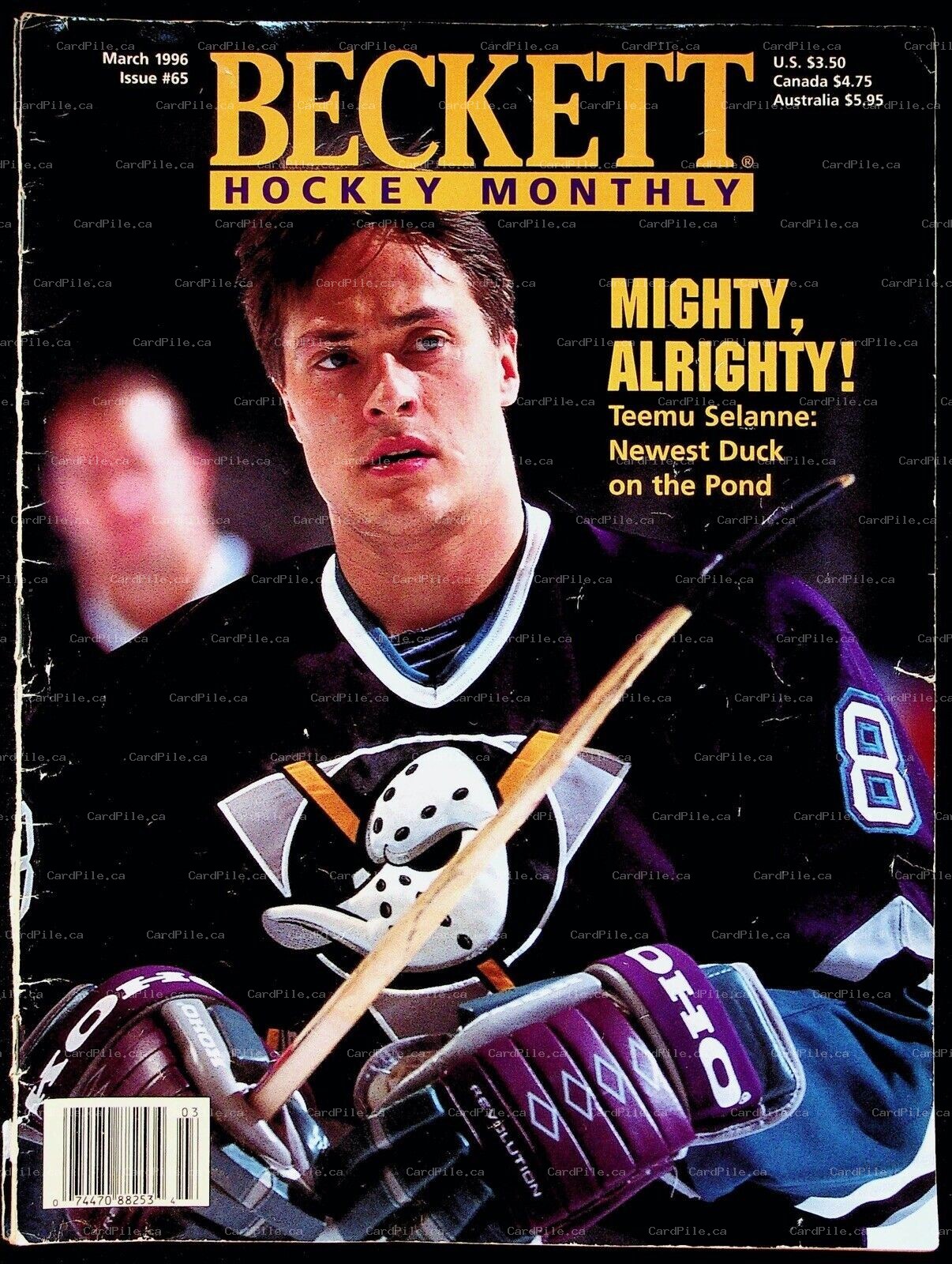 1996 March Beckett Hockey Monthly Issue 65 Price Guide Teemu Selanne Ducks