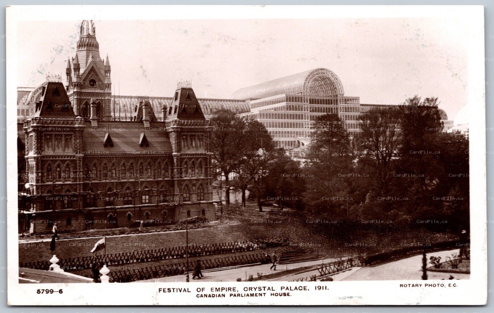 RPPC c1911 London England Festival of Empire Crystal Palace Canadian Parliament