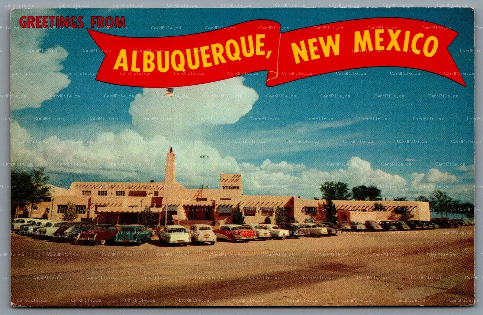 Postcard Albuquerque NM c1950s Greetings From Albuquerque Route 66 Airport