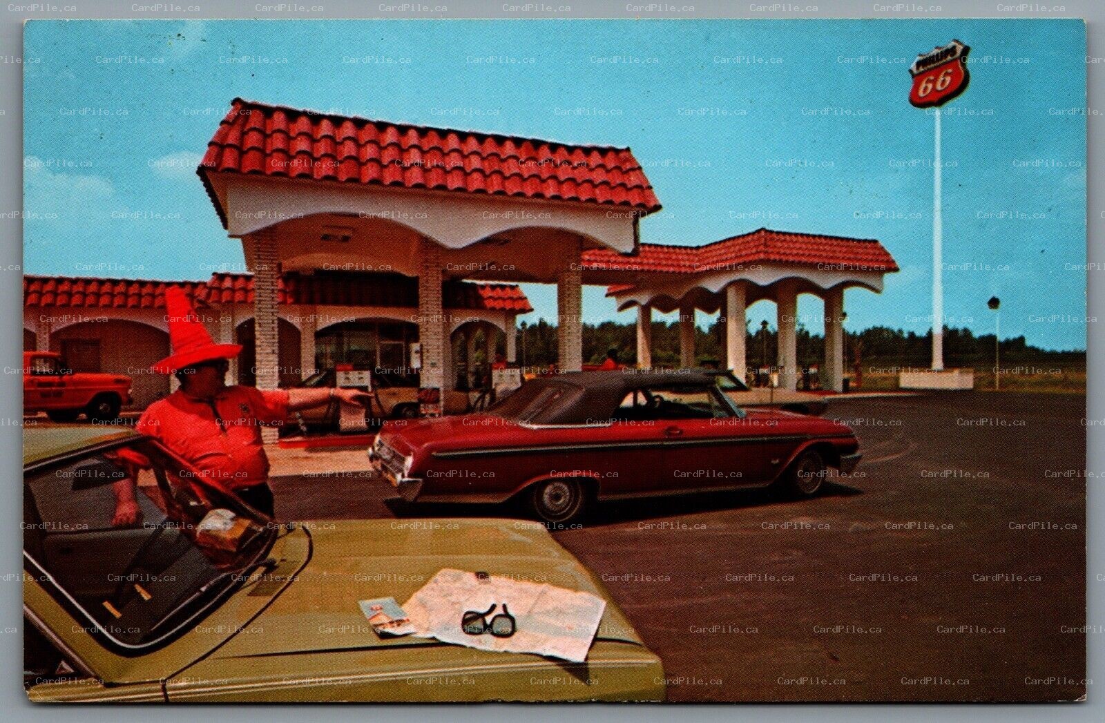 Postcard Dillon SC c1950 South Of The Border Phillips 66 Service Station I95 