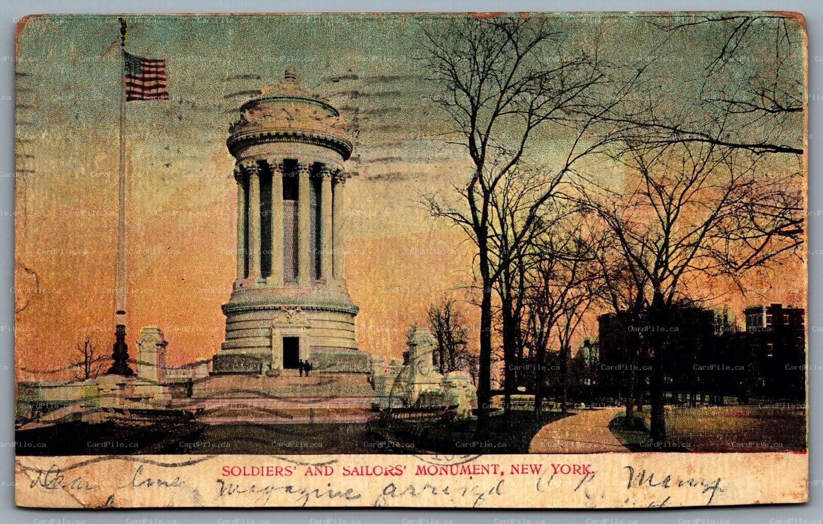 Postcard New York City, NY c1909 Soldiers and Sailors Monument 