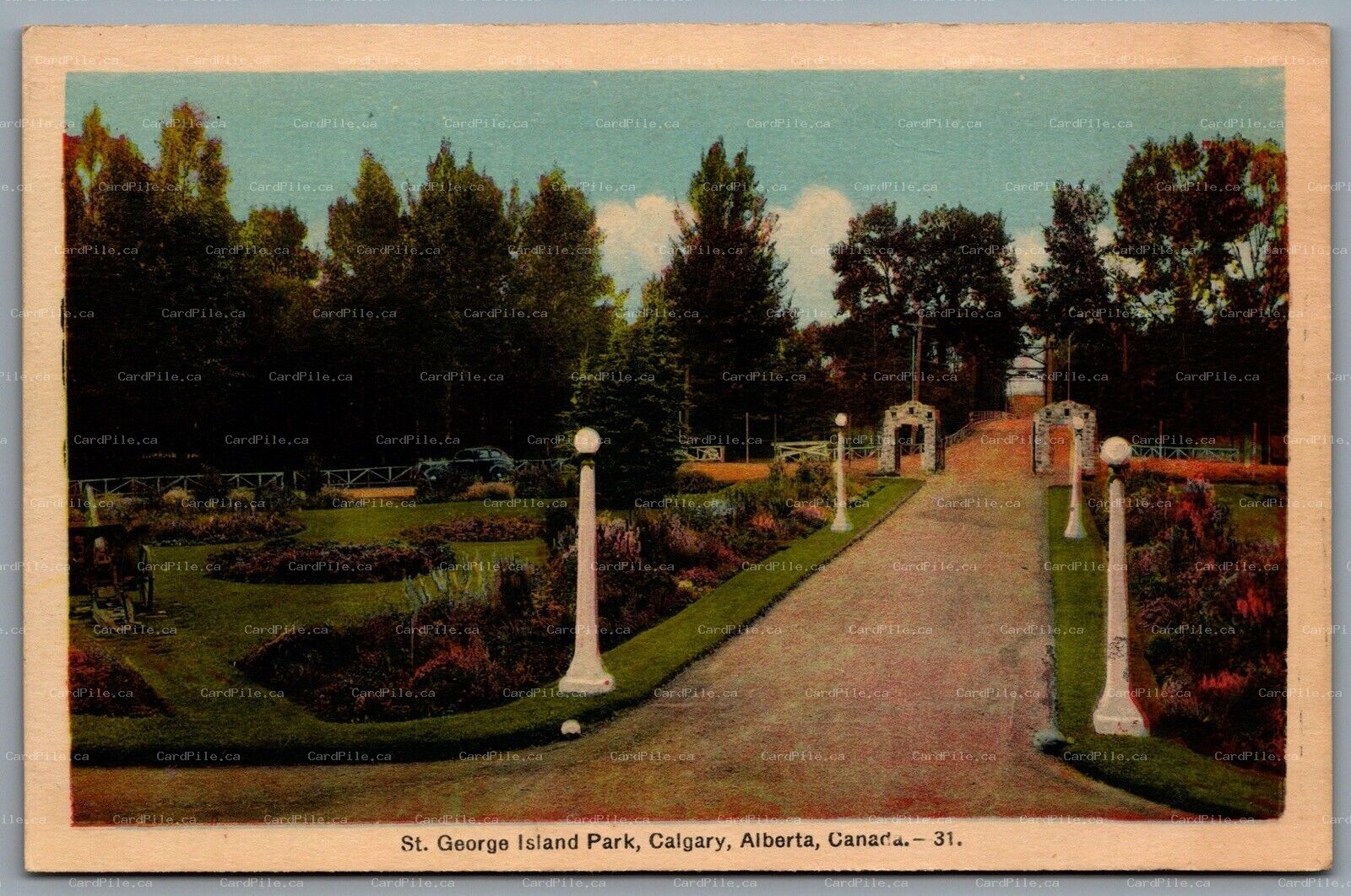Postcard Calgary Alberta c1942 St. George Island Park Hand Tinted
