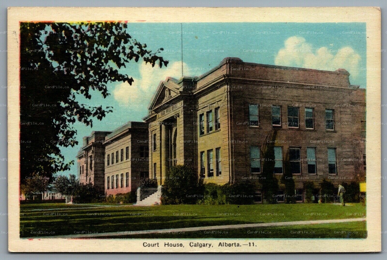 Postcard Calgary Alberta c1944 Court House Hand Tinted