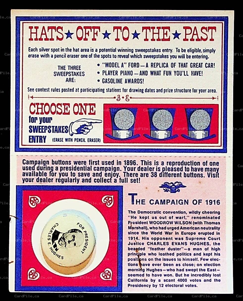 VINTAGE 1972 American Oil Company Sweepstakes Pinback Button Charles E. Hughes