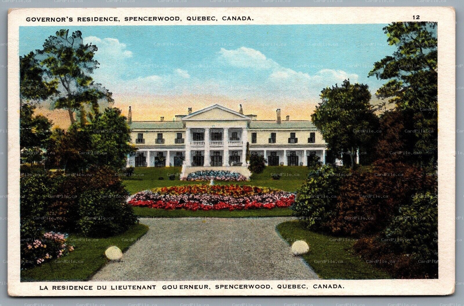 Postcard Sillery Quebec c1920s Governors Residence Spencerwood Bois-de-Coulonge