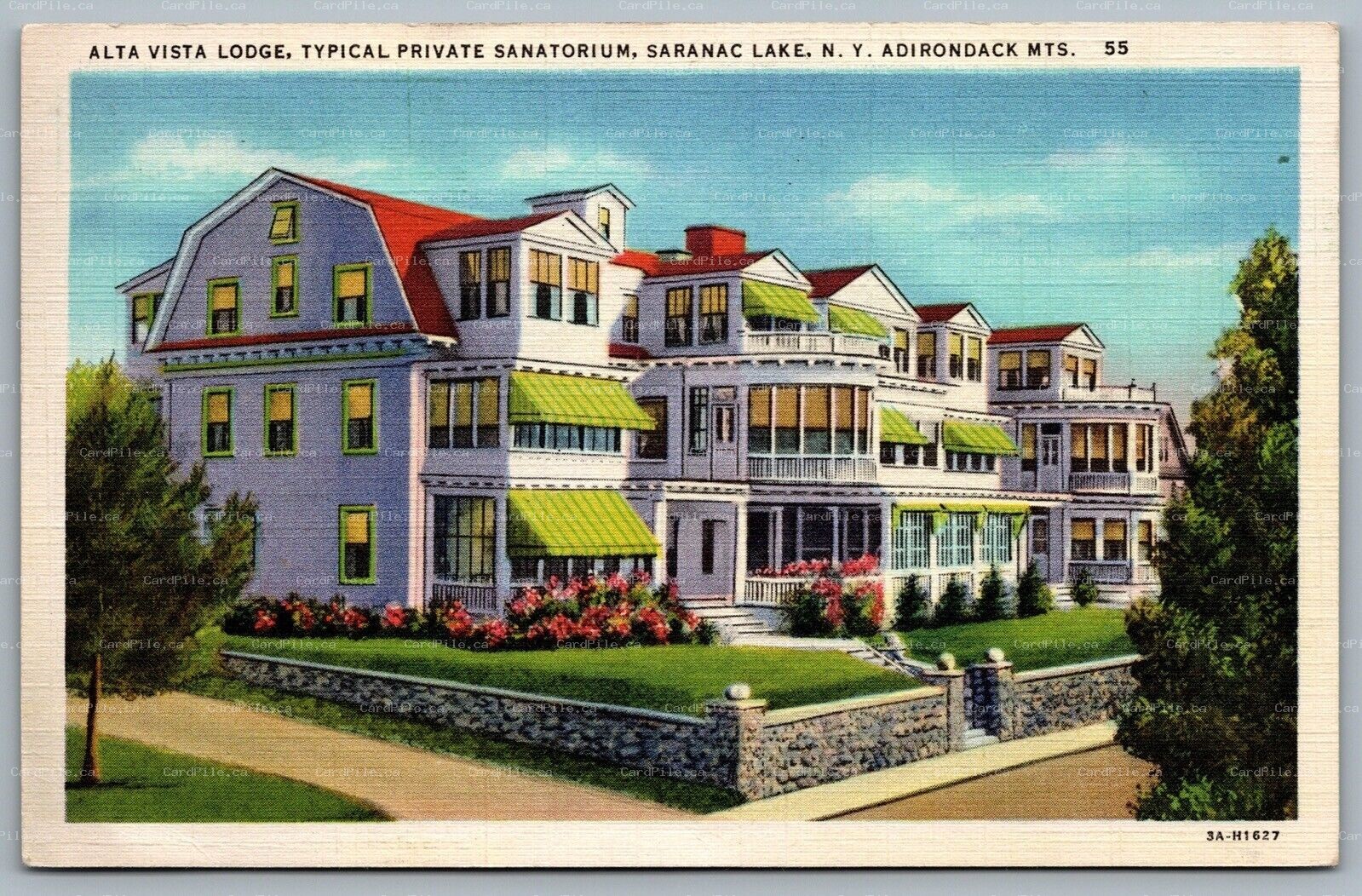 Postcard Saranac Lake NY c1937 Alta Vista Lodge Typical Private Sanatorium