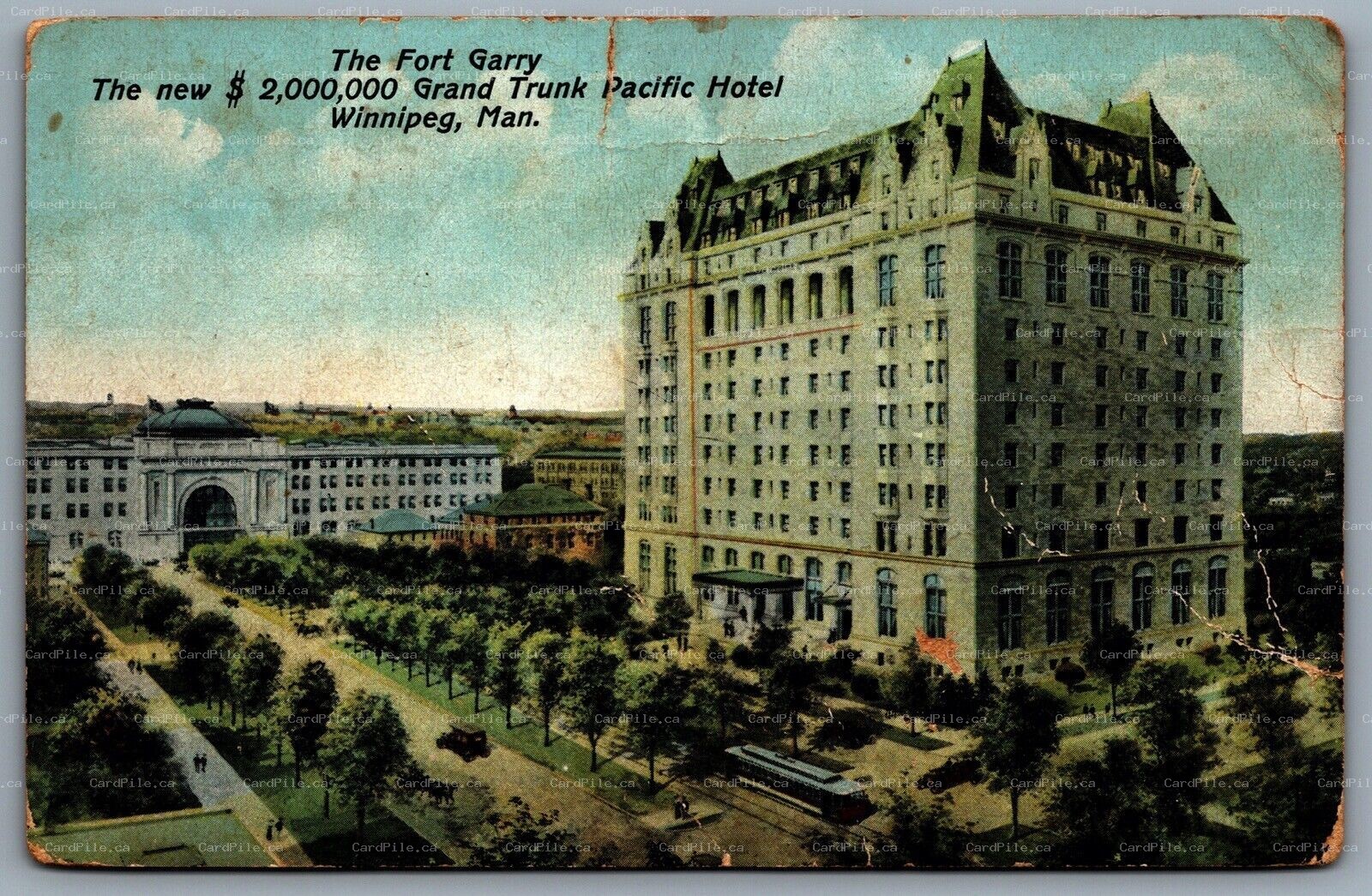 Postcard Winnipeg MB c1915 Fort Garry GTP Hotel Split Ring Hamilton Kenville