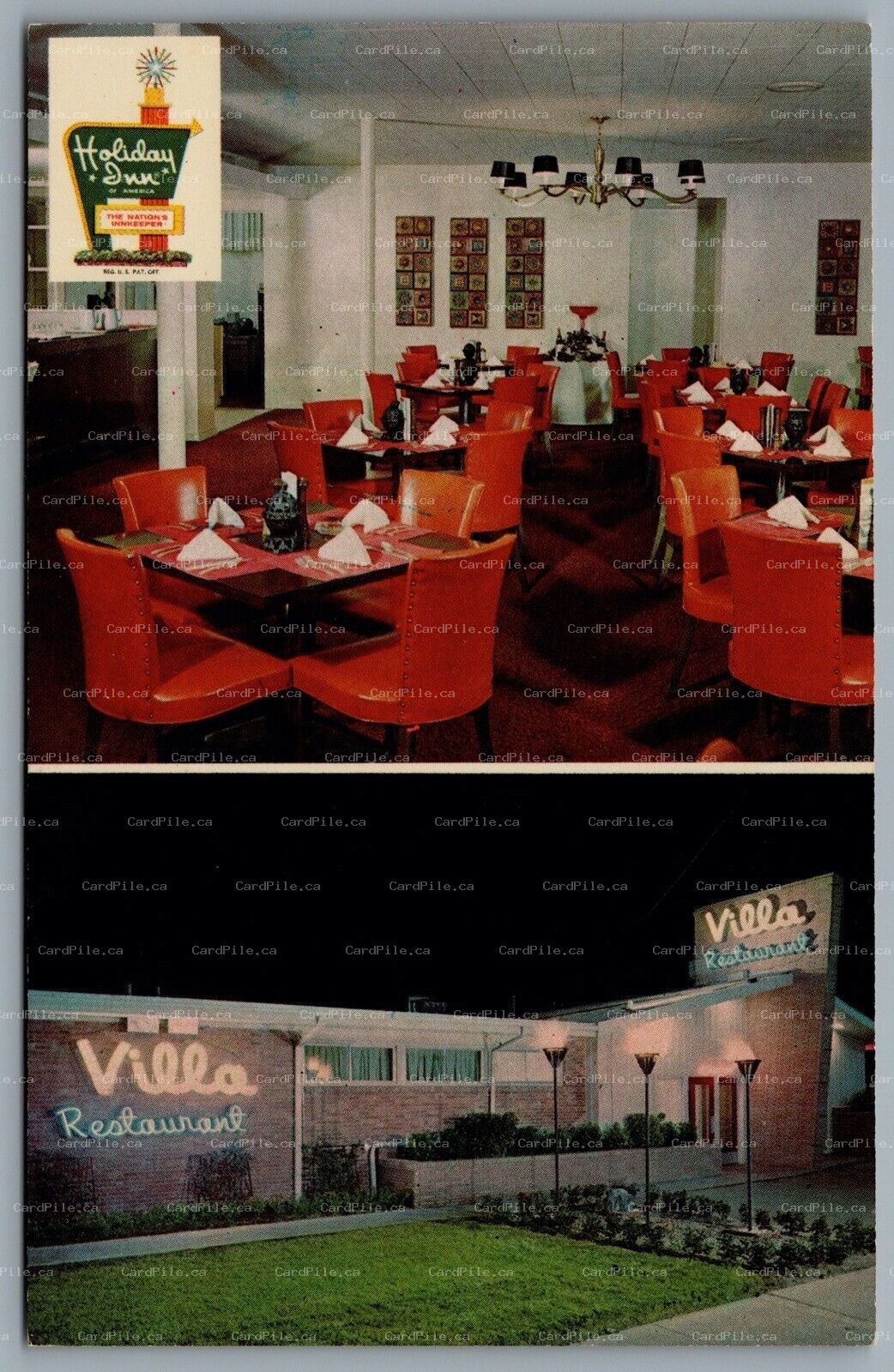 Postcard Amarillo TX c1963 Holiday Inn East Villa Restaurant Dual View Route 66