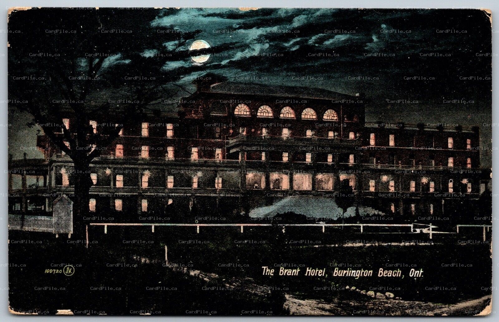 Postcard Burlington Ontario c1908 The Brant Hotel at Night Halton County
