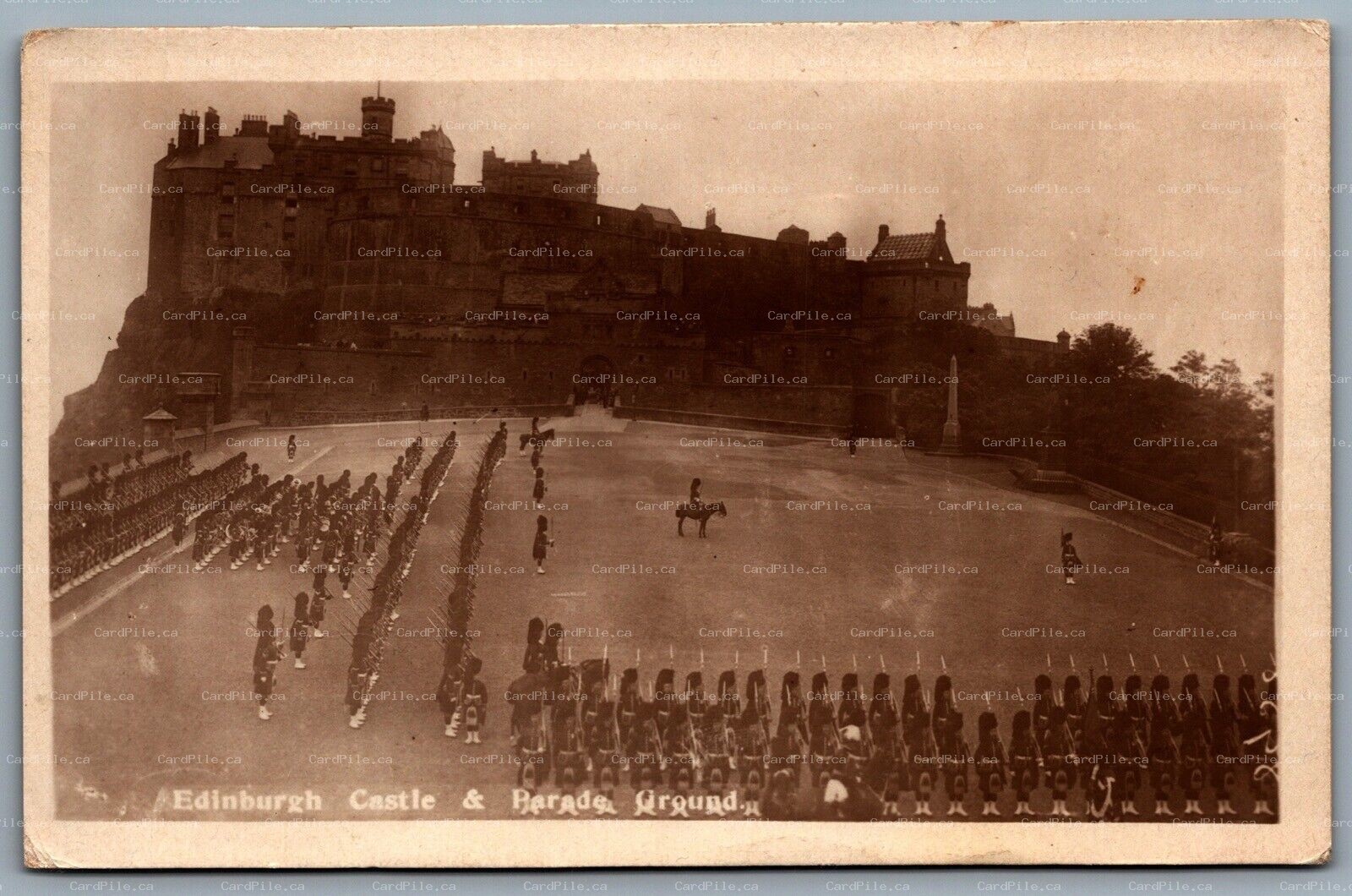 Postcard RPPC c1910s Scotland Edinburgh Castle and Parade Ground Highlanders