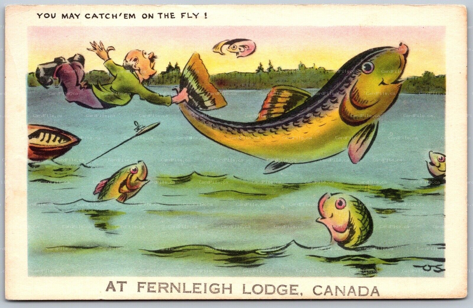 Postcard 1942 Greetings From Fernleigh Lodge Ontario Lennox and Addington County