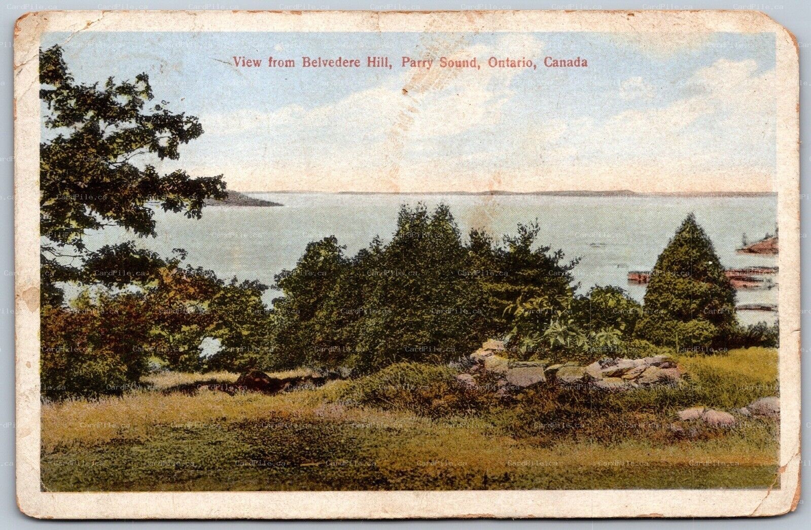 Postcard Parry Sound Ontario c1922 View From Belvedere Hill Scenic View