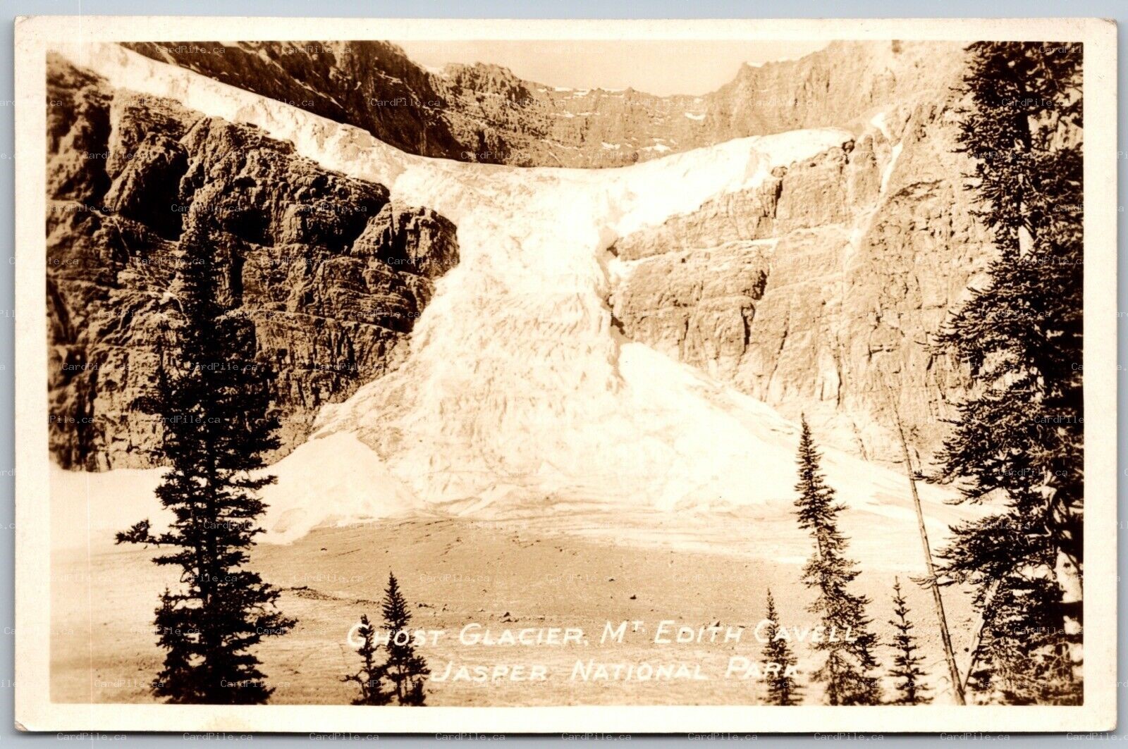 Postcard RPPC 1930s Jasper Alberta Ghost Glacier Mt. Edith Cavell by F. H. Slark