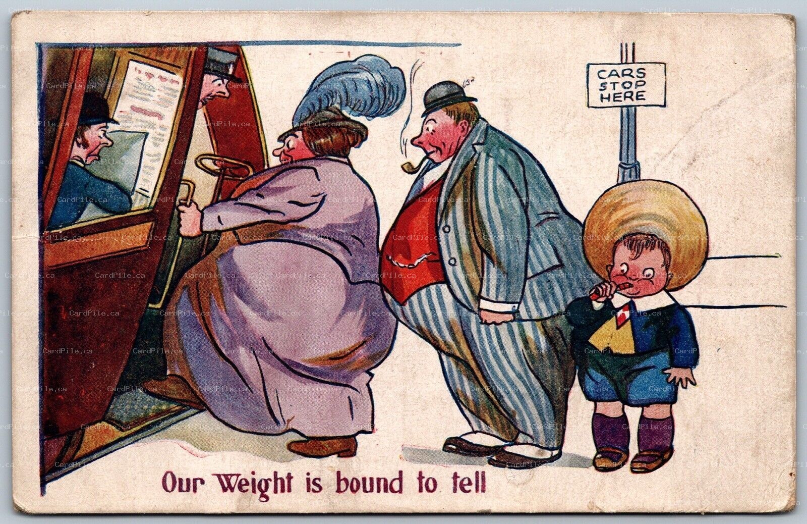 Postcard Comic Humor Our Weight Is Bound To Tell from Mow-Cop to West Pendlebury