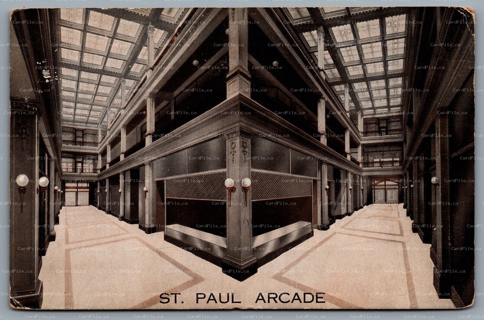 Postcard St. Paul MN c1915 Interior View St. Paul Arcade Golden Rule Department 