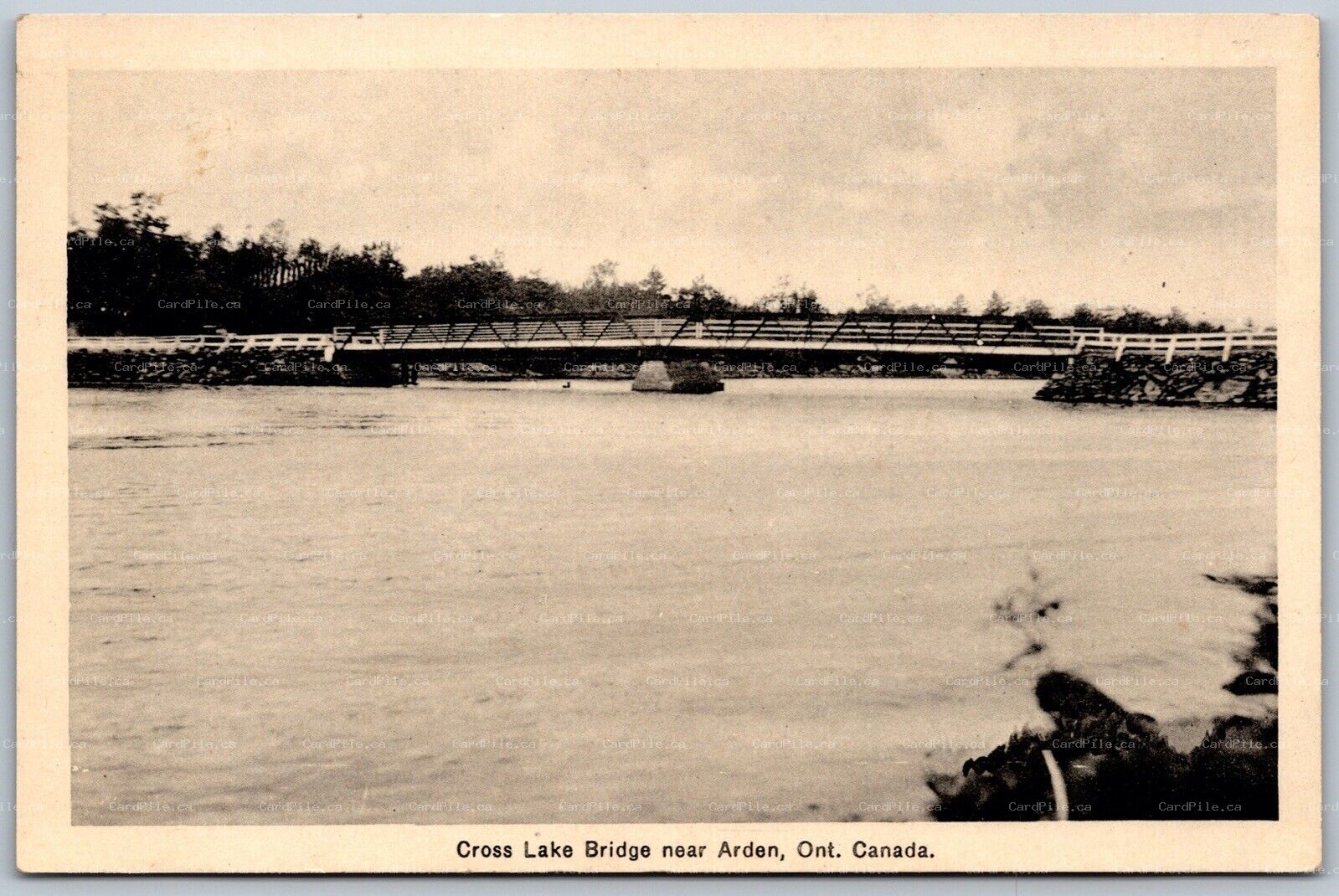 Postcard Arden Ontario c1937 Cross Lake Bridge Frontenac County by Evans