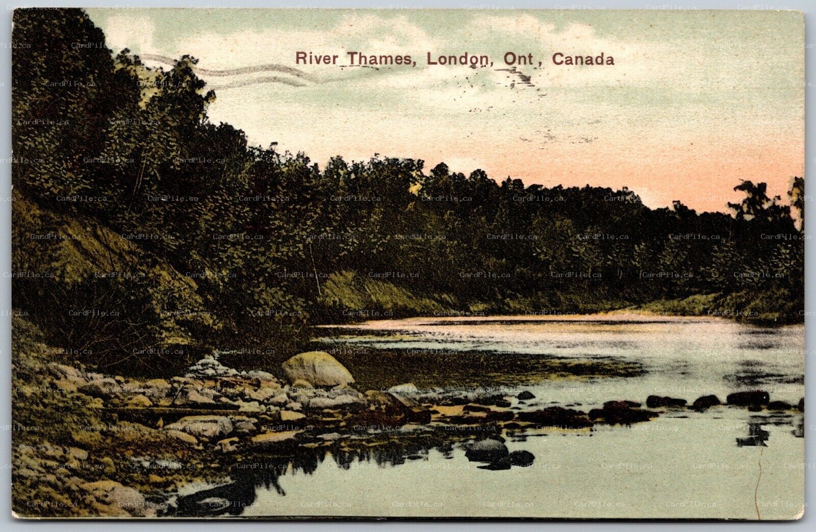 Postcard London Ontario c1909 River Thames Scenic View 