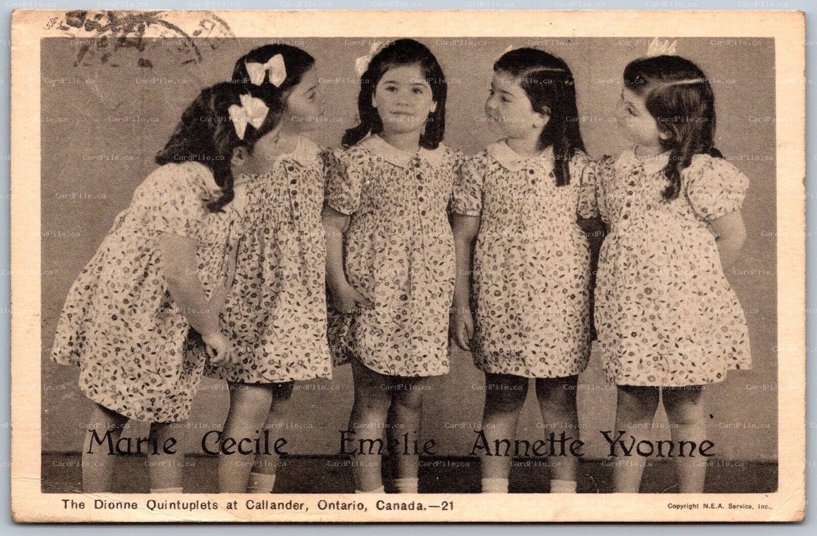 Postcard Callander Ontario c1940s The Dionne Quintuplets