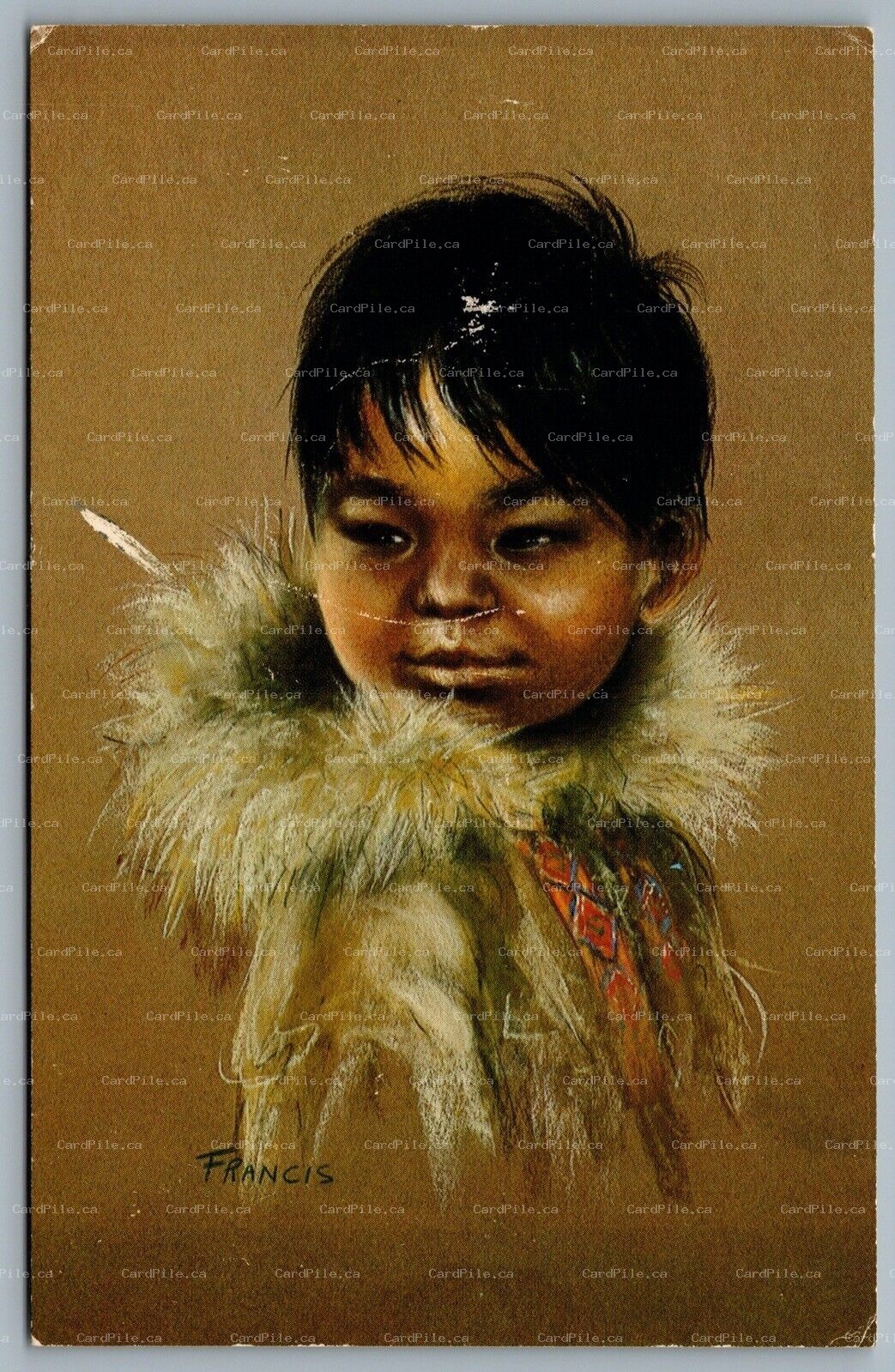 Postcard Canada c1970s Arist Signed Dorothy Francis Young Boy