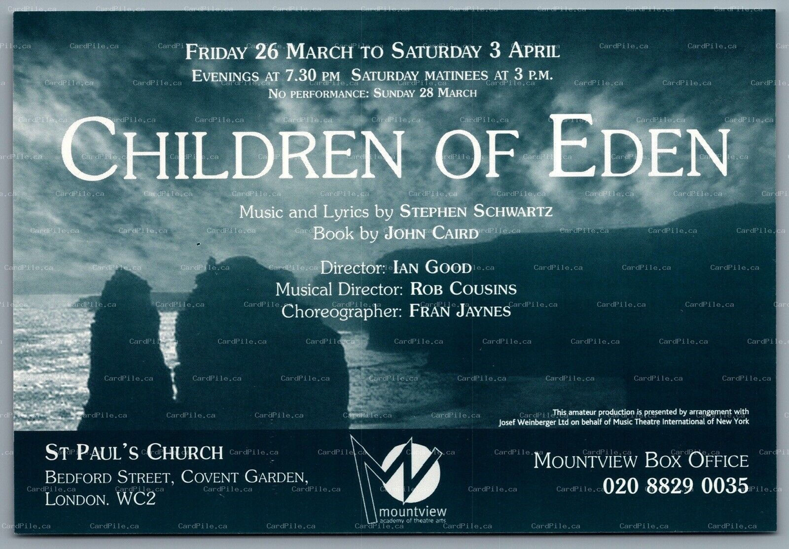 Postcard Theatre Children of Eden St Paul’s Church Covent Garden London
