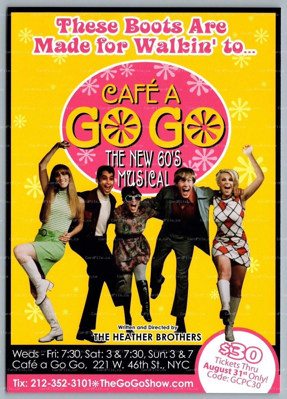 Postcard Theatre 2003 Café a Go Go 60s Musical Heathe Brothers New York City