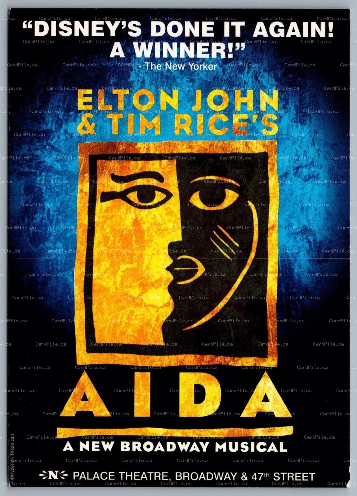 Postcard Theatre c2000s Elton John & Tim Rice’s Aida Musical Palace Theatre NYC