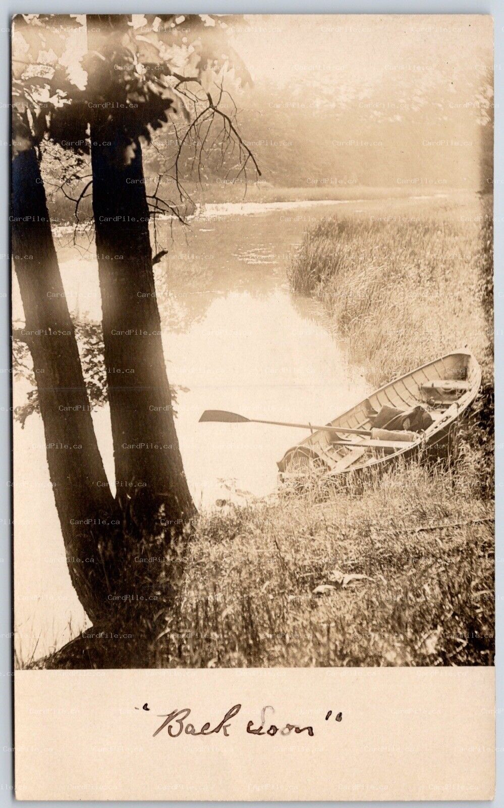 Postcard RPPC c1910 Split Ring Cancel Hagersville Ontario Scenic View Canoe
