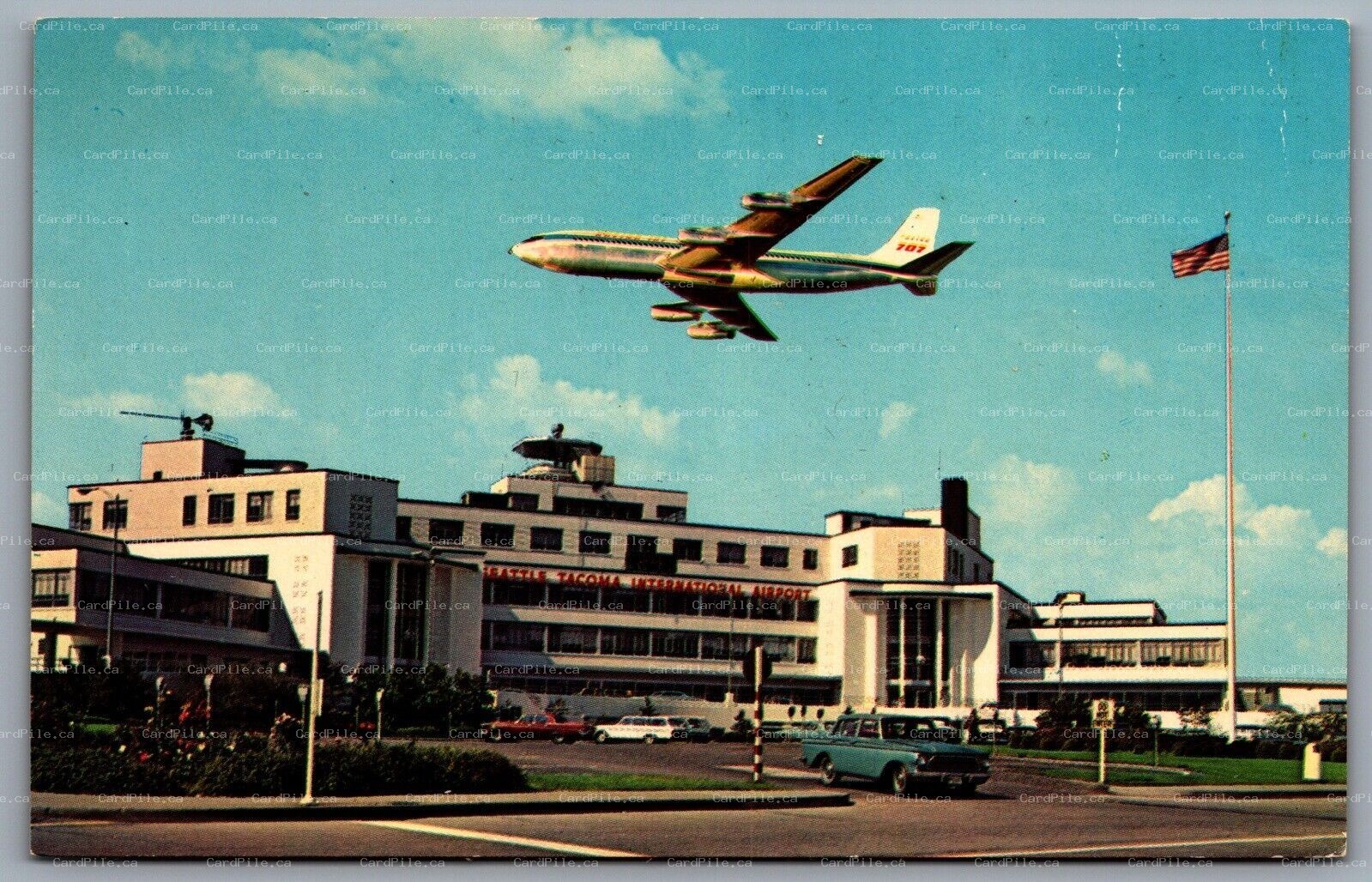 Postcard Seattle WA c1955 Seattle Tacoma International Airport SEATAC Boeing 707