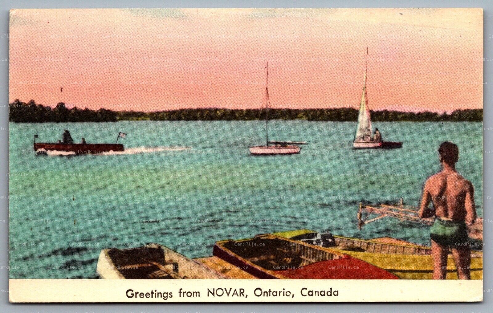 Postcard Novar Ontario c1950s Greetings from Novar Ontario Canada